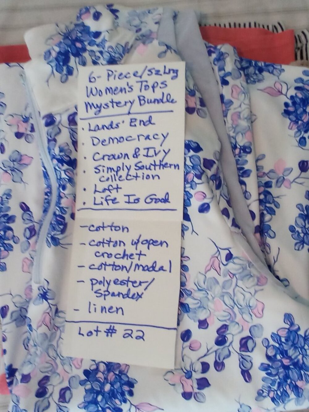 WOMEN'S 6-PIECE TOPS SIZE L MYSTERY BUNDLE LOT 22 DEMOCRACY SIMPLY SOUTHERN LIFE